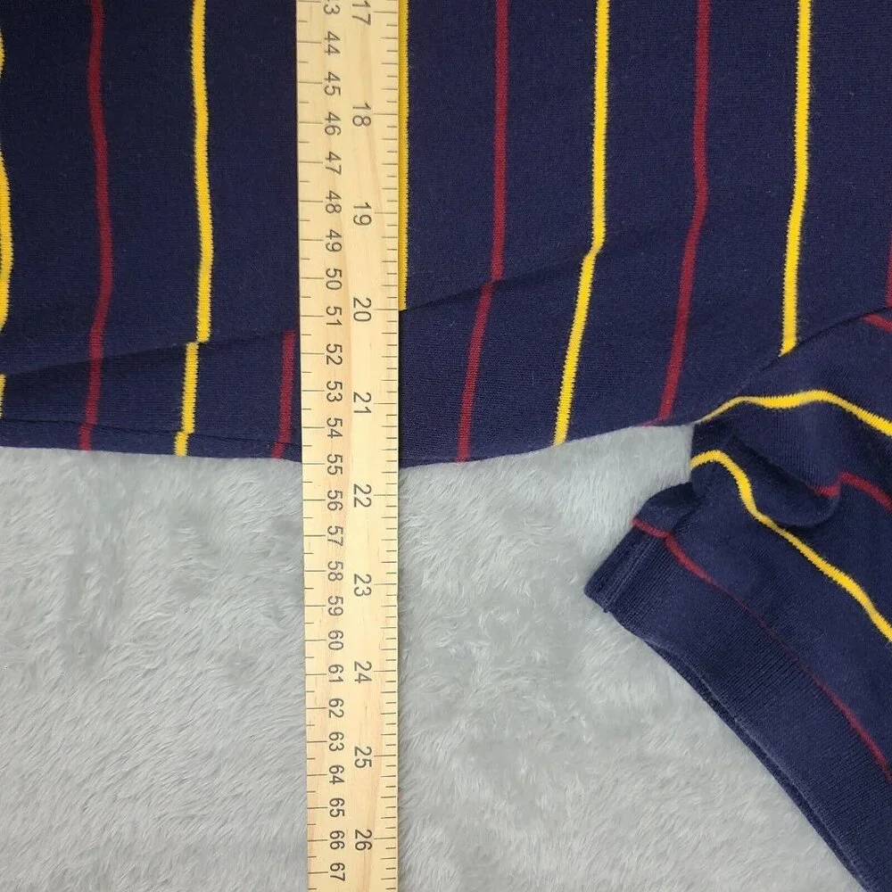 Polo Ralph Lauren Short Sleeve Size Large Nayy Blue Yellow Striped Polo Shirt‎